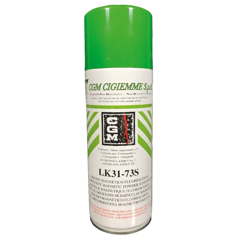 Polvere magnetica fluorescente per controlli MT a umido. Alta sensibilità sotto UV, conforme ASTM, EN ISO e AMS.