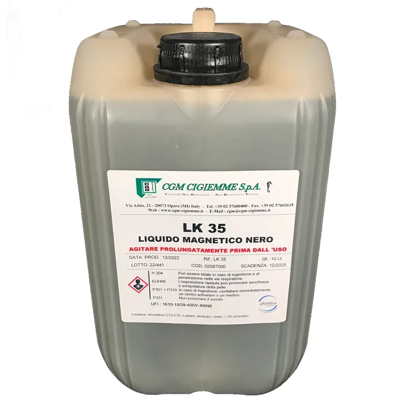 Polvere magnetica nera pronta all’uso per controlli MT a umido. Alta sensibilità, contrasto ottimale e conforme ASTM, EN ISO e ASME.