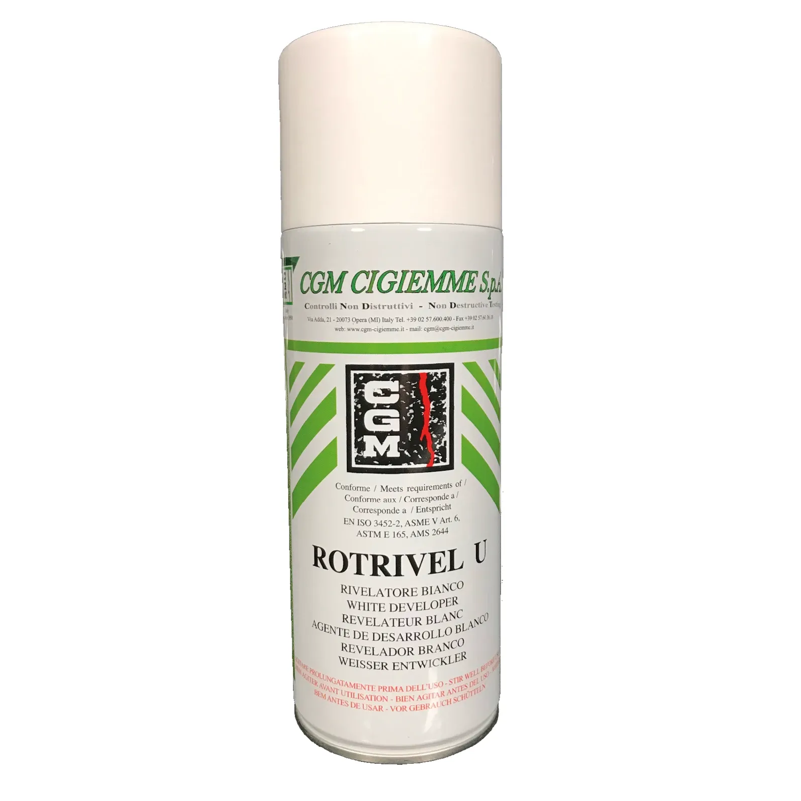 Rotrivel-U-bomboletta-spray Sviluppatore a base solvente per CND, ad asciugatura rapida, crea sfondo bianco per indicazioni nitide e visibili su penetranti.